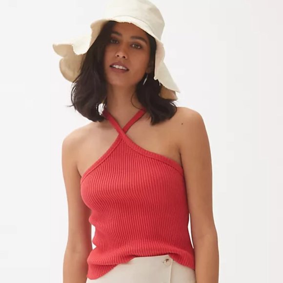 NWT Anthropologie T.La Ribbed Halter Tank in Red l Size X-Large - Picture 5 of 5